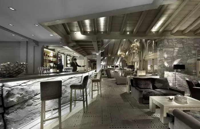 The lounge of the Le 8611 bar, Le K2 Palace, Courchevel 1850