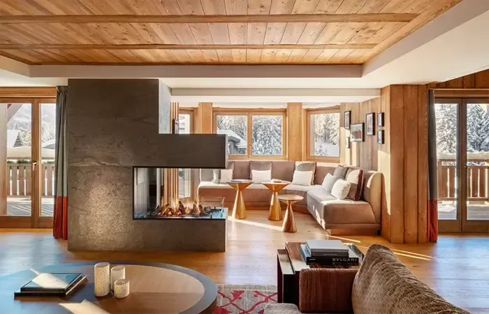 Penthouse les neiges fouquets courchevel fireplace