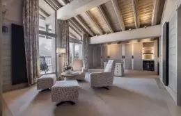 The living area in a Junior Suite at Le K2 Altitude, Courchevel 1850