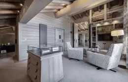 The lounge in a Junior Suite at Le K2 Altitude, Courchevel 1850
