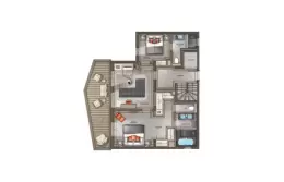 Floor plan of a Family Junior Suite at Le K2 Altitude, Courchevel 1850