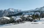 The hotel chalets seen from the piste at Le K2 Altitude, Courchevel 1850