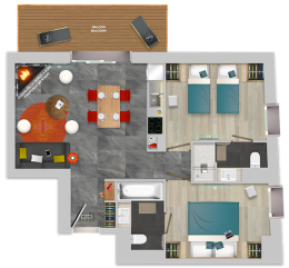 Apartment 2 bedrooms 4 people with fireplace or stove