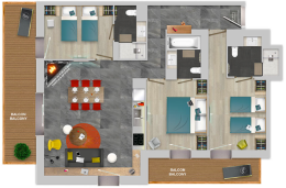 Apartment 3 bedrooms 6 people with fireplace or stove