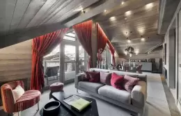 The living room of the Penthouse Sengli at Le K2 Chogori, Val d'Isere