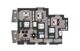 The floor plan of the Samsara Suite at Le K2 Chogori, Val d'Isere