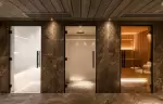 Glass doors to the sauna and steam room at the Goji Spa, Le K2 Chogori