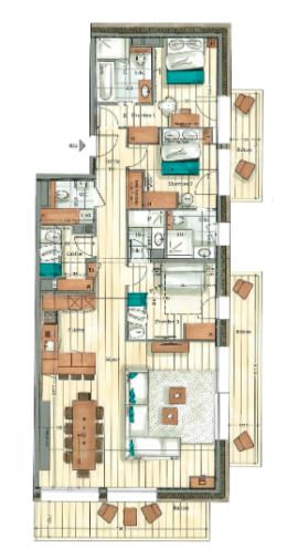 B32 - Apartment 3 bedrooms and 1 cabin - 152 m²