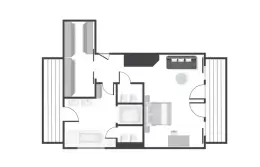 Floor plan of the 70 sqm Prestige Suite with two balconies, Lys Martagon, Courchevel 1850