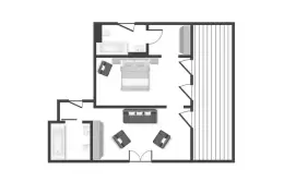 Floor plan of Junior Suite 2 with terrace and two bathrooms, Lys Martagon, Courchevel 1850