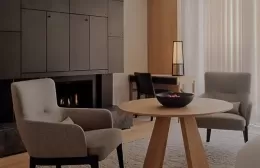 Seating area in a premier room at Rosa Alpina.