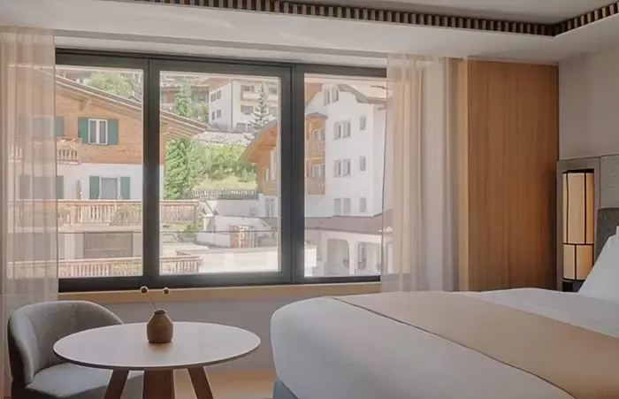 Superior room with a view of the resort courtyard.