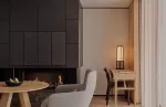 Fireplace in a deluxe room at Aman Rosa Alpina.