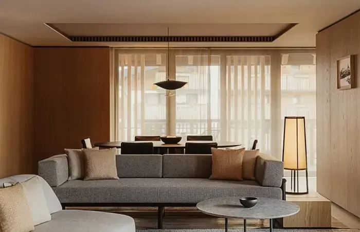 Living area in the signature Rosa Alpina Suite.