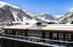 Terrace and mountain view at chalet Cristal in Val d-Isere.