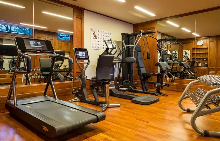 The Technogym fitness room at Hotel Hermitage, Breuil-Cervinia