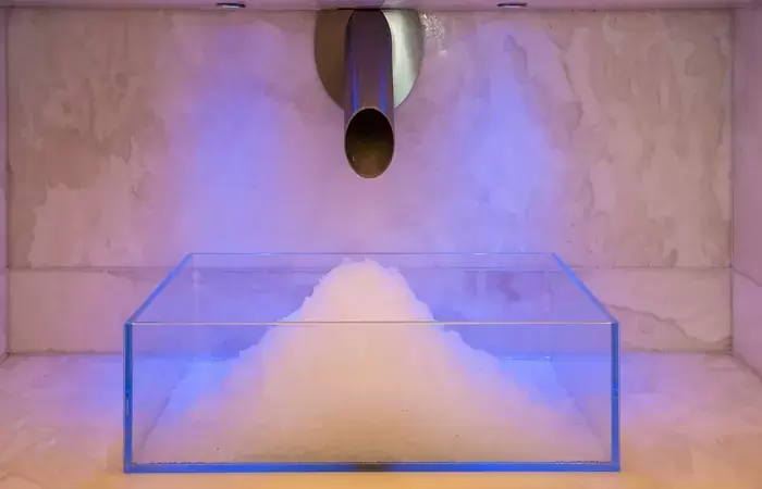 The ice fountain in the spa at Hotel Hermitage, Breuil-Cervinia