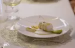 A plated fish course with green asparagus at No. 14 Verbier